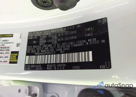 2023 Toyota Corolla Cross Xle из США, поврежденный, VIN 7MUDAAAG2PV055417